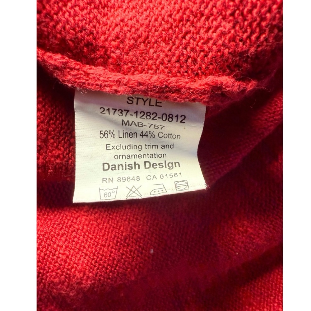 Vintage Red Linen Cotton Blend Zip Cardigan by‎ Blue Willi’s Size L - Picture 8 of 10